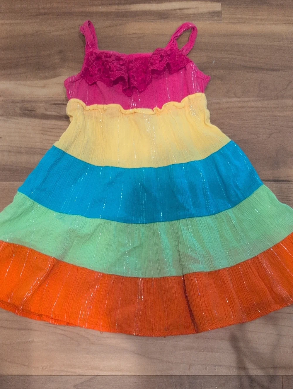 Youngland Rainbow Tiered Dress Costume (Pink, Yellow, Blue, Green, Orange)